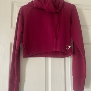 Gymshark Women's Red Cropped Hoodie